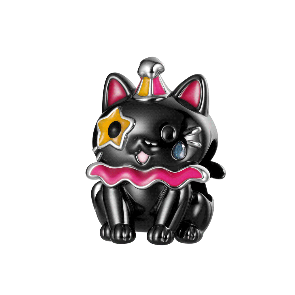 Black Cat Clown Charm