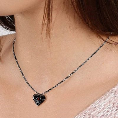 Heart Shaped Double Skull Necklace