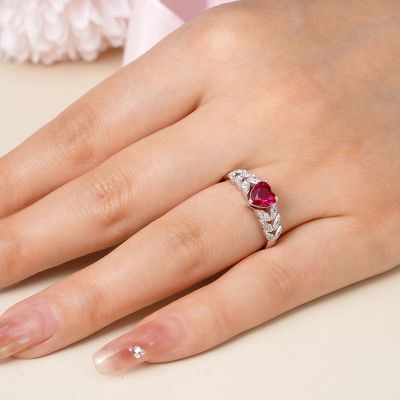 Three Prong Heart Garnet Ring