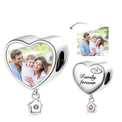 Family Heart Photo Charm