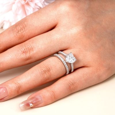 Clear Heart Ring Set