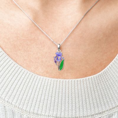 Purple Iris Flower Necklace
