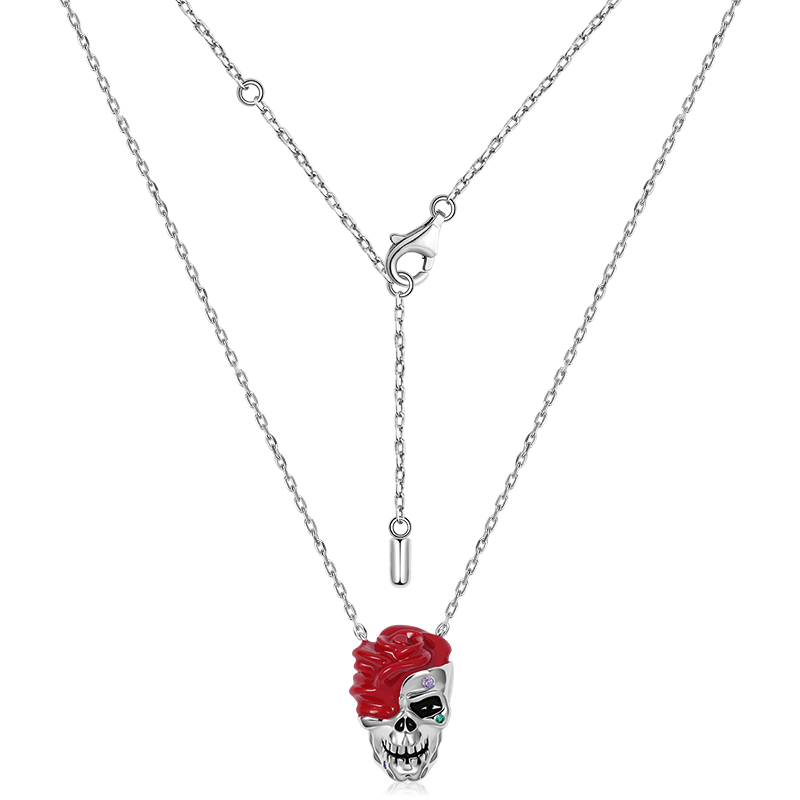 Skull with Rose Necklace
