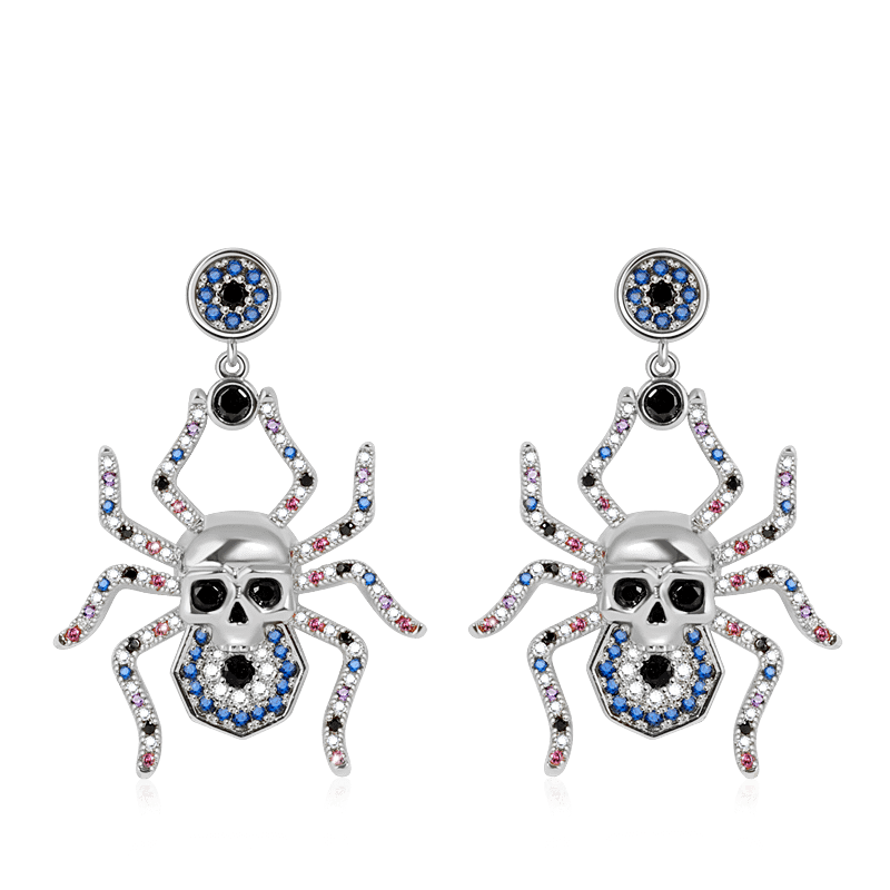 Spider Skull Earrings