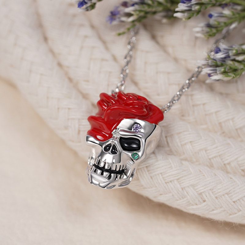 Skull with Rose Necklace