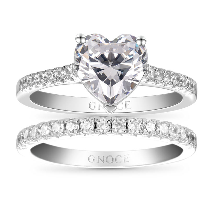 Clear Heart Ring Set
