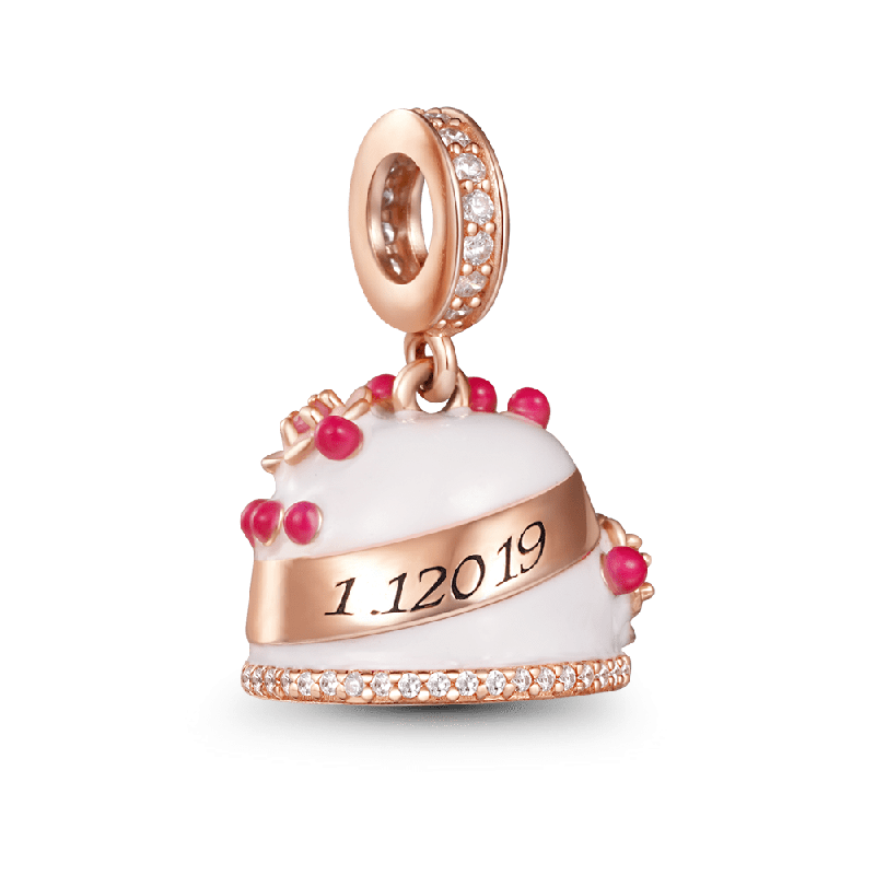 Gnoce Engravable Colorful Birthday Cake Charm Beads Gnoce