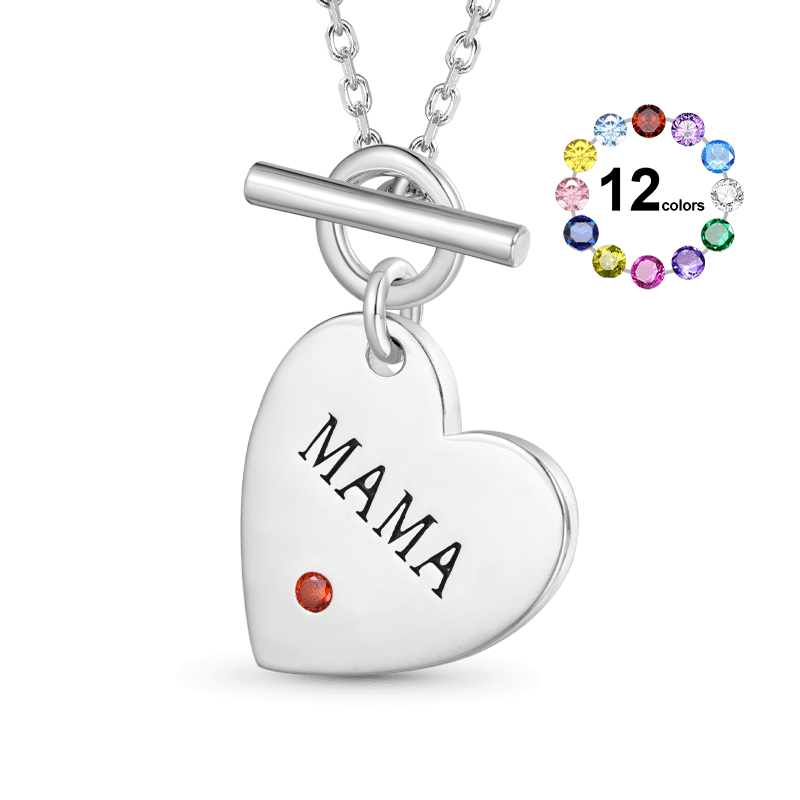 Birthstone Heart MAMA Necklace