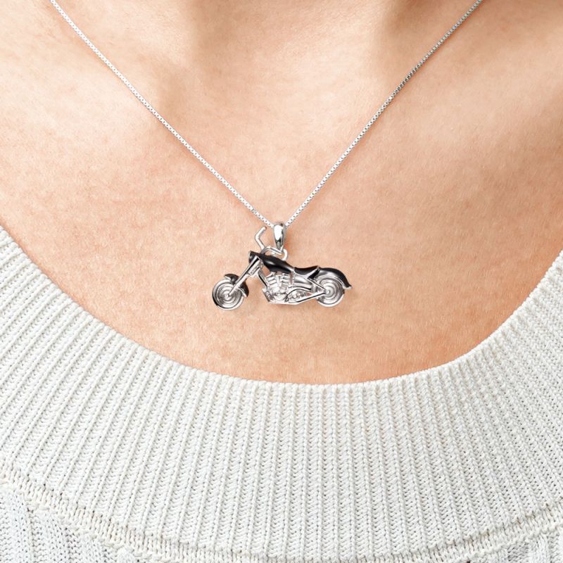Black Motorcycle Necklace