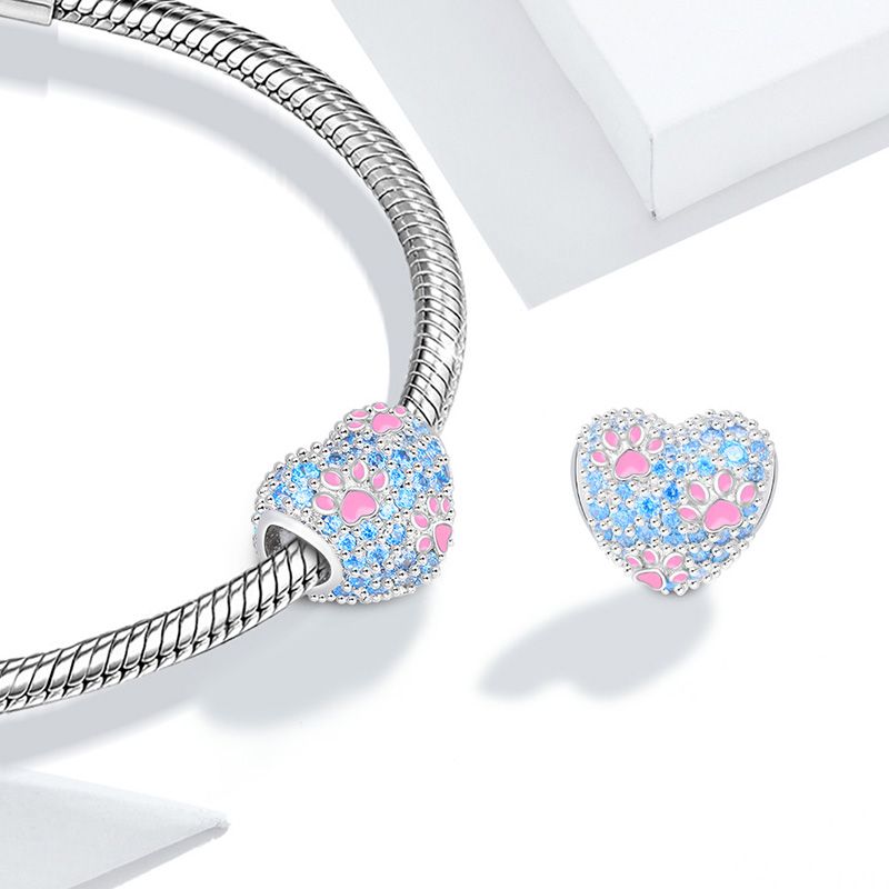 Paws Print Heart Charm