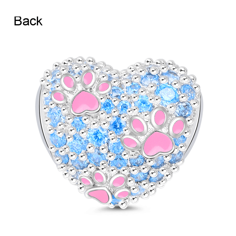 Paws Print Heart Charm