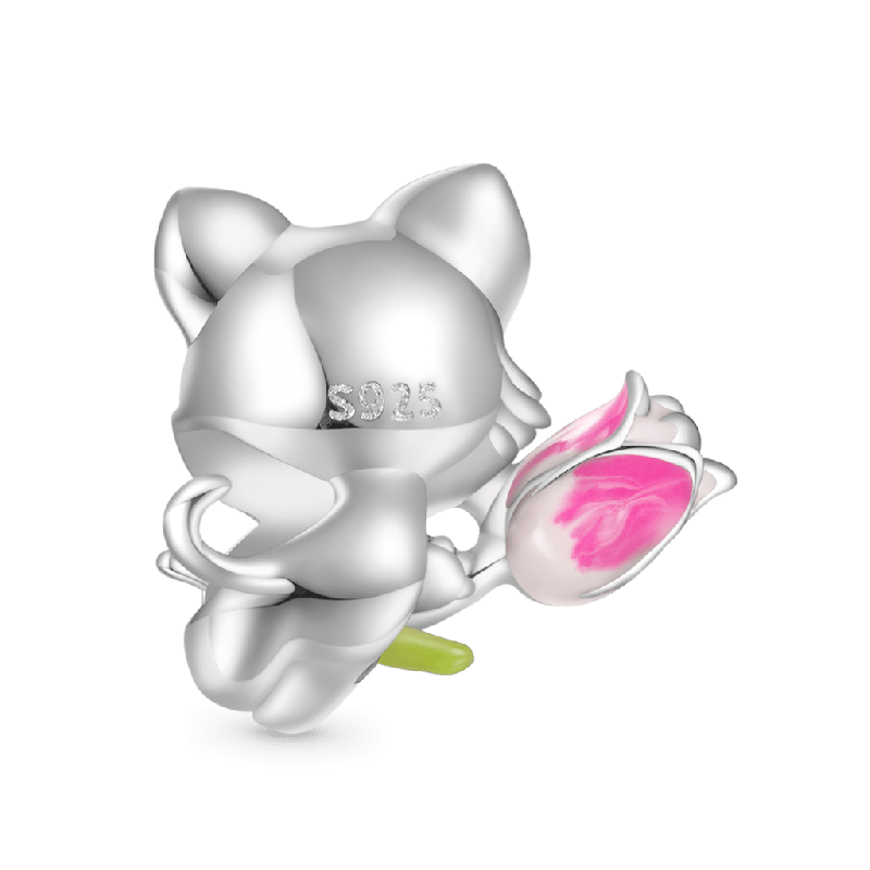 Pink Tulip Cat Charm
