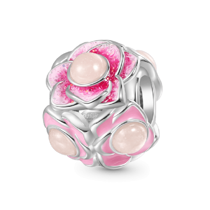 Pink Flower Ball Charm