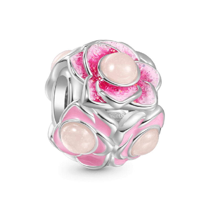 Pink Flower Ball Charm