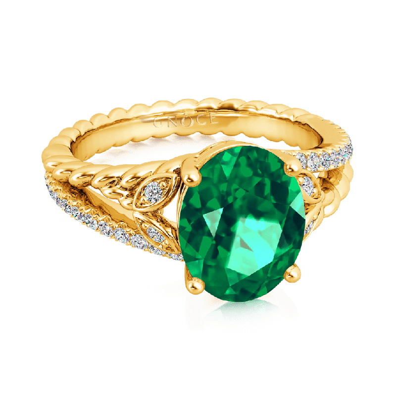 Emerald Oval-cut Vintage Split Shank Ring