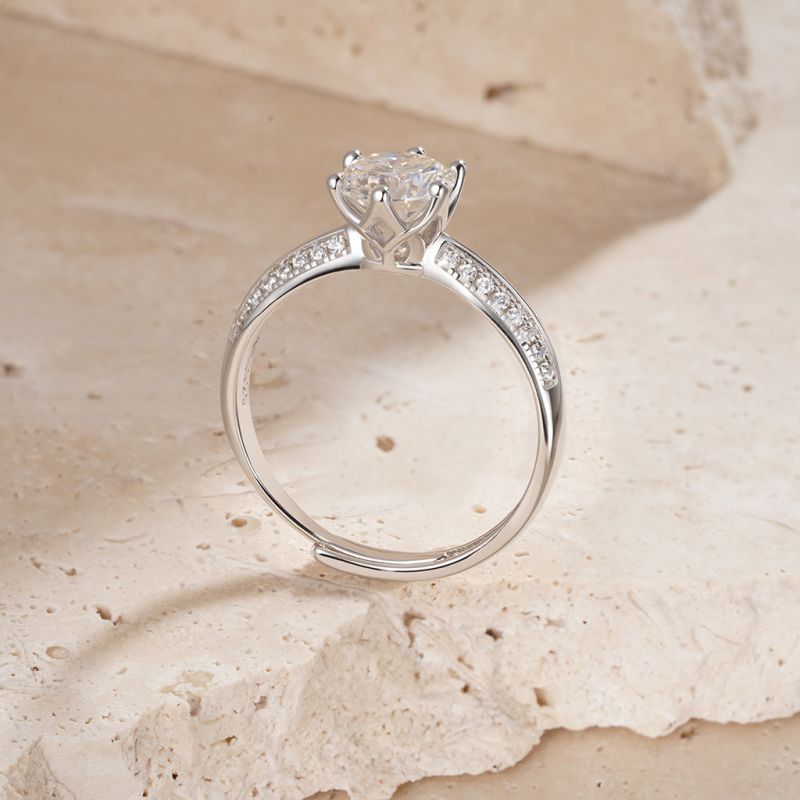 1ct VVS Moissanite Cathedral Ring