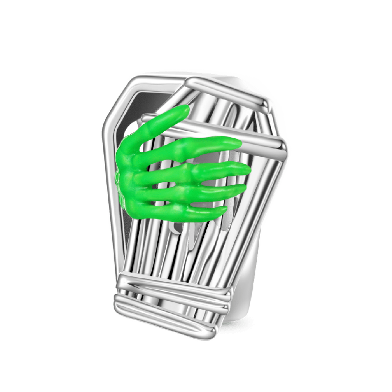 Coffin Green Skeleton Hand Charm