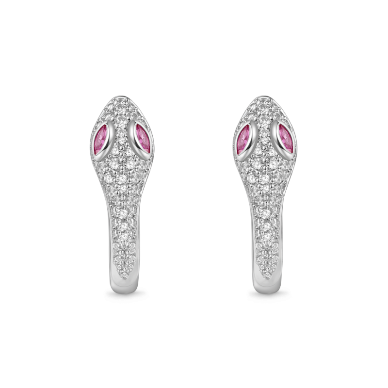 Diamond Snake Huggie Earrings