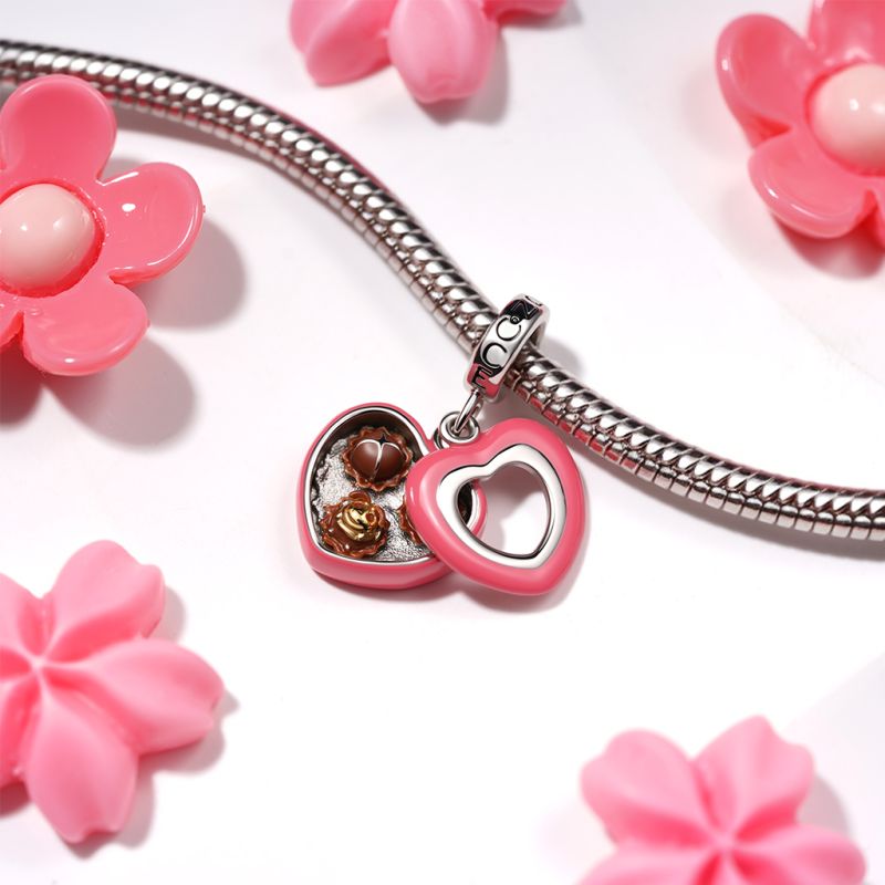 Bee in Chocolate Heart Box Pendant
