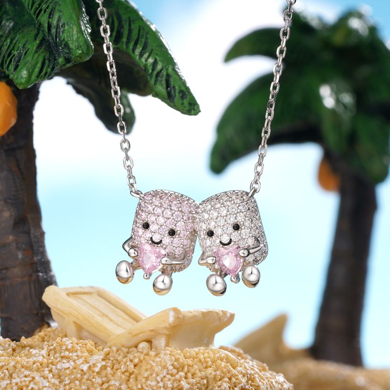 Pair of Marshmallows Diamonds Necklace