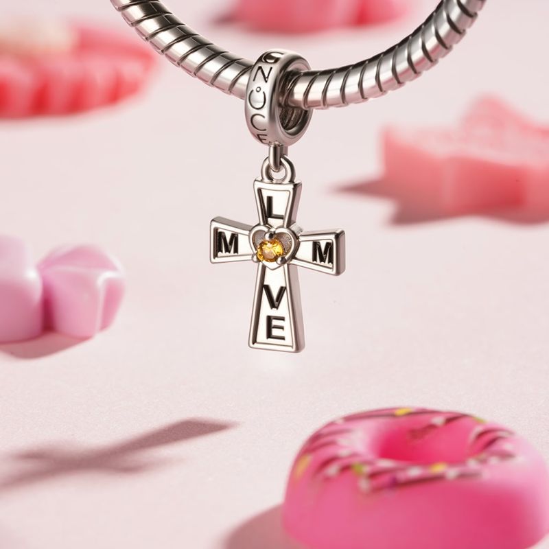 Love Mom Cross Pendant
