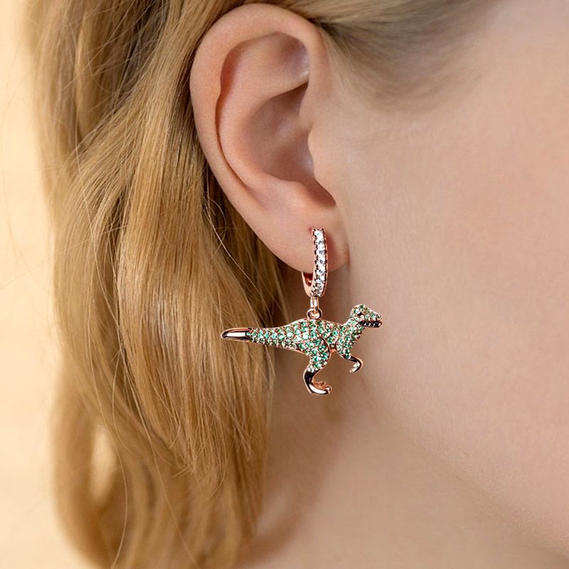 Green dinosaur earrings on sale