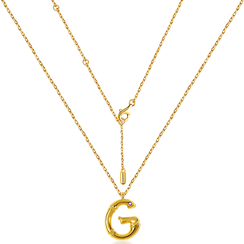 Bamboo Initial G Necklace