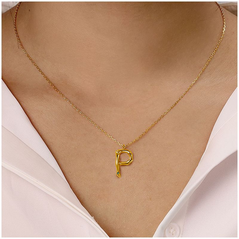 Bamboo Initial P Necklace
