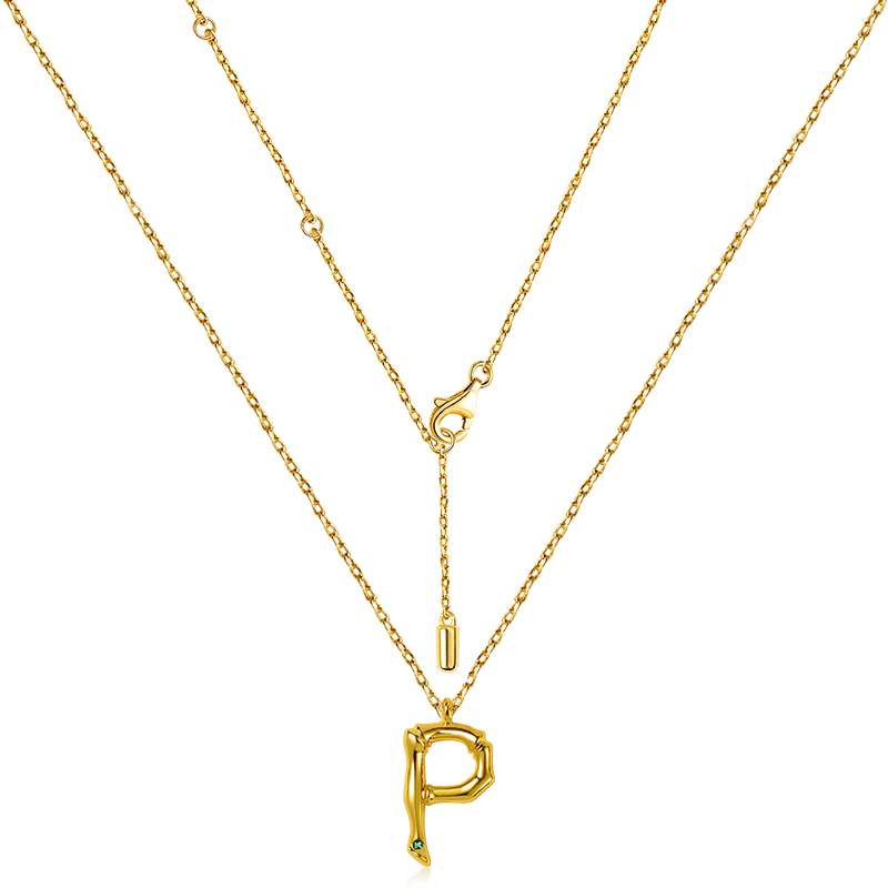 Bamboo Initial P Necklace