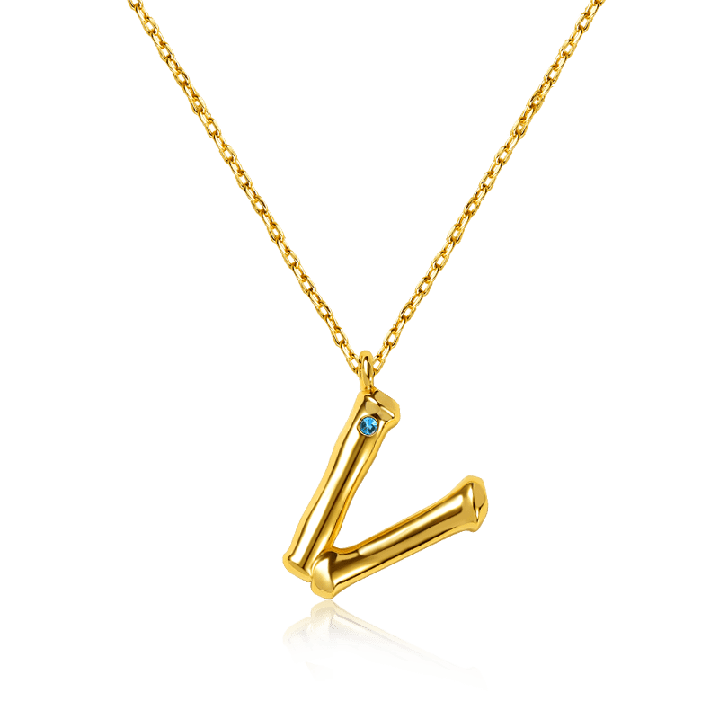 Bamboo Initial V Necklace