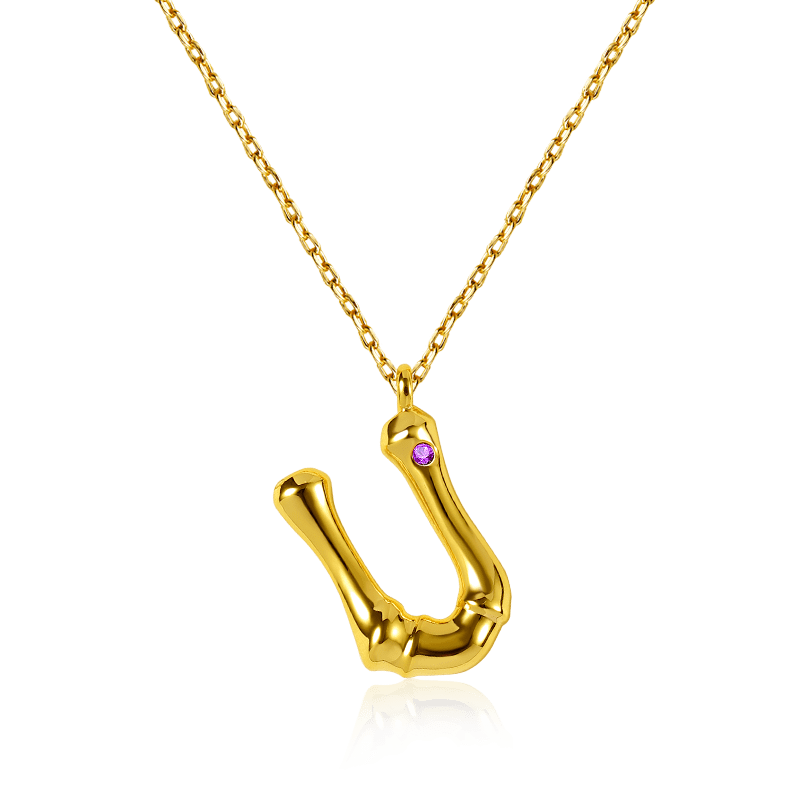 Bamboo Initial U Necklace