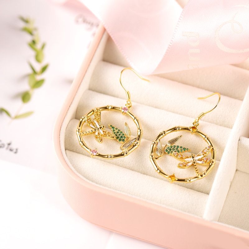 Dragonfly and Leafs Earrings