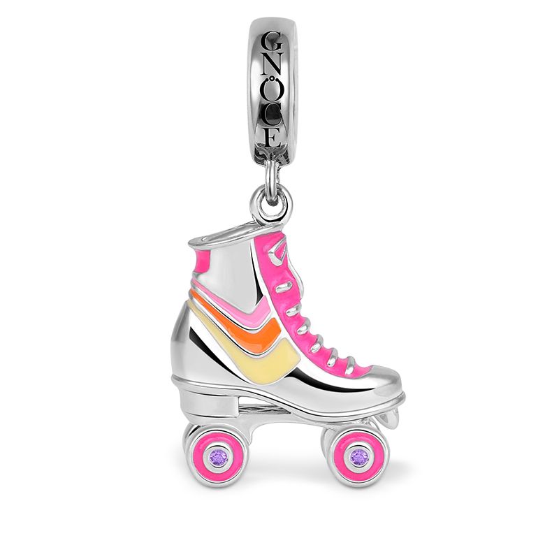 Solid Traditional Single Roller Skate Charm In 925 Sterling Silver 14x10mm 