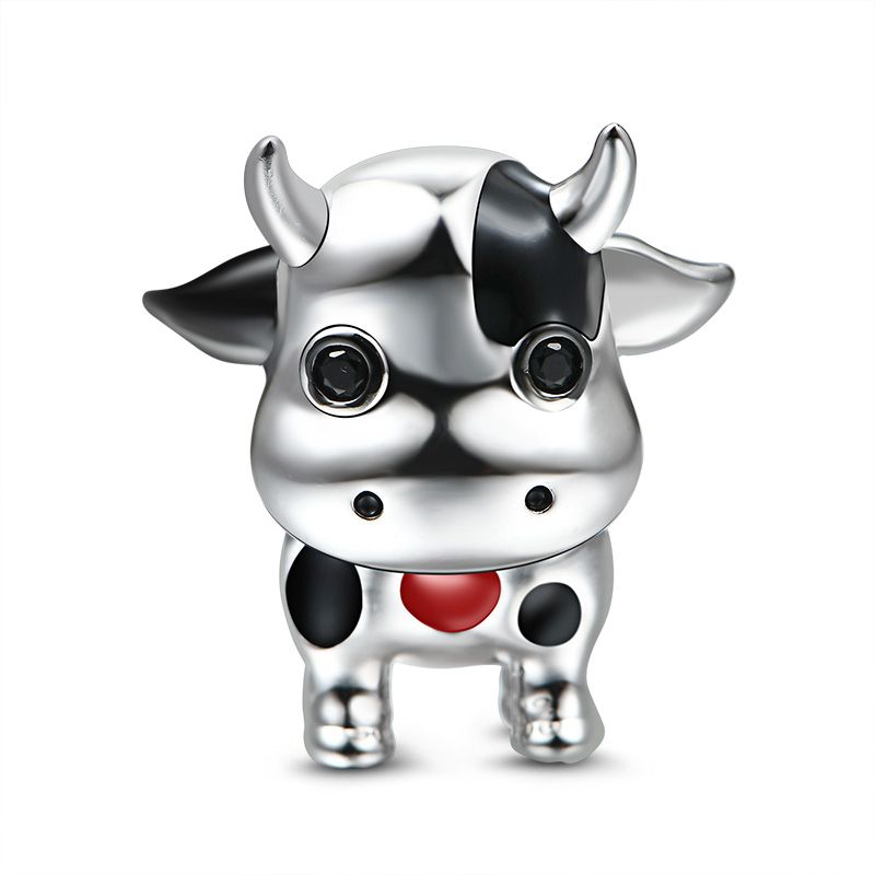 925 Sterling Silver Cow Charm Bead
