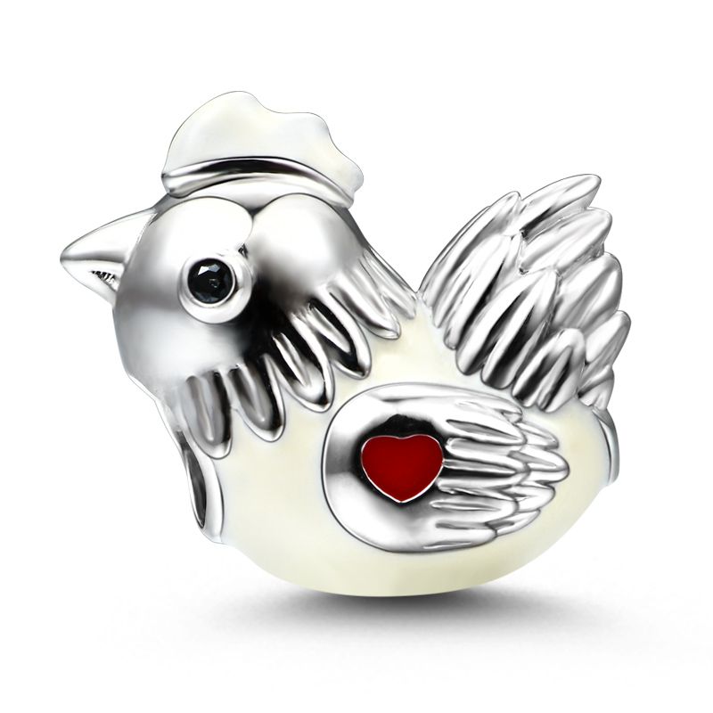 Rooster Chicken Chick Animal Charm Genuine 925 Sterling Silver C163