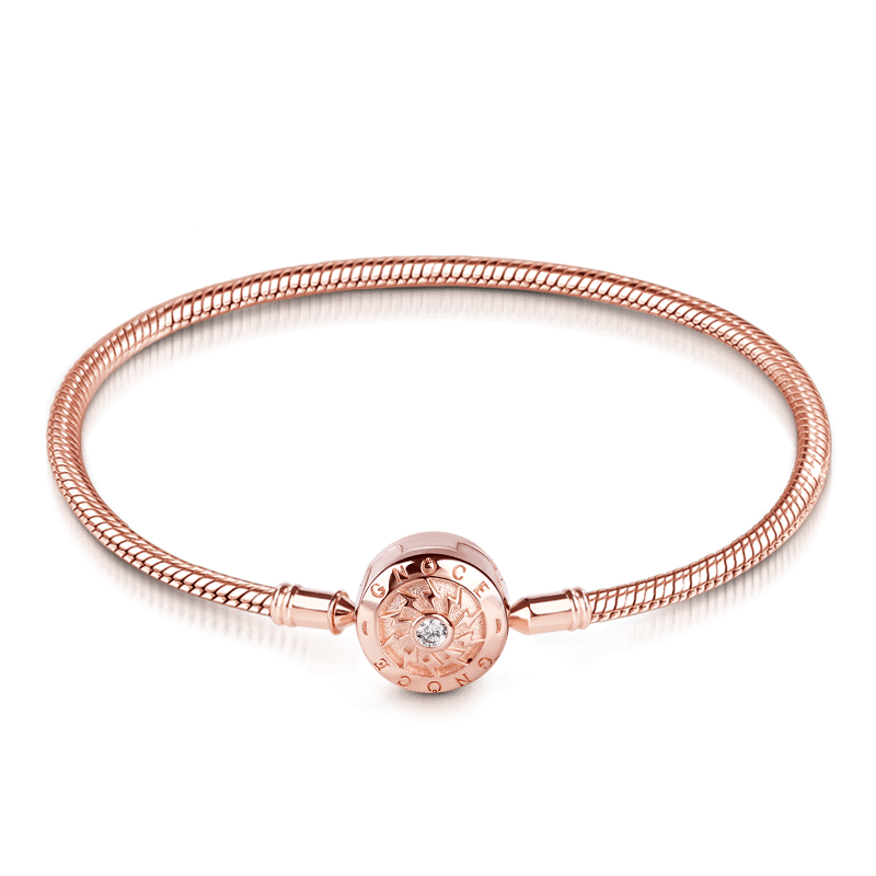 18K Rose Gold Plated racelet Causal 925 Sterling Silver