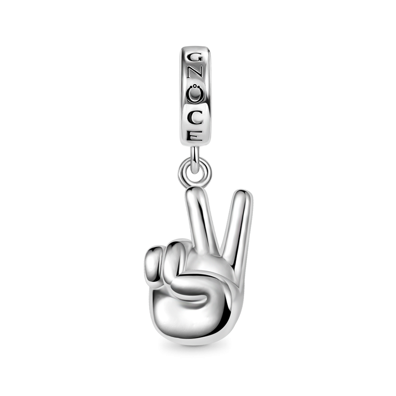 STERLING SILVER DANGLING PEACE SIGN EUROPEAN BEAD 