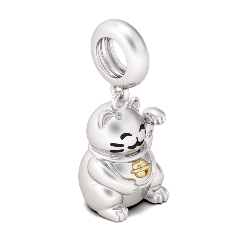 Details about   925 Sterling Silver Good Fortune Egg Cat Bell Pendant