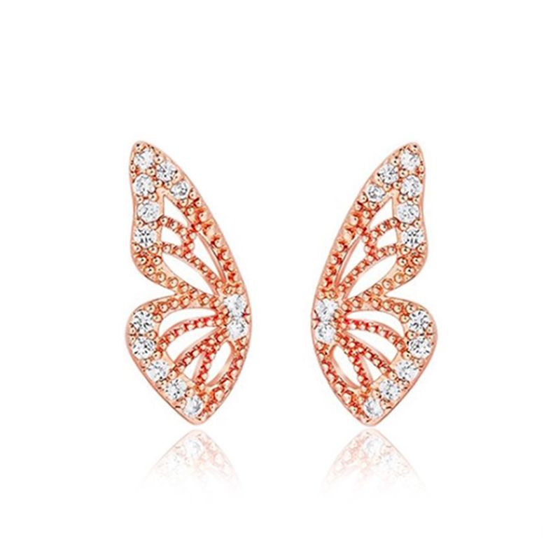 rose gold butterfly ear studs 925 sterling silver earrings 
