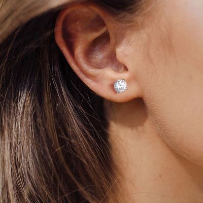 Round Stone Stud Earrings