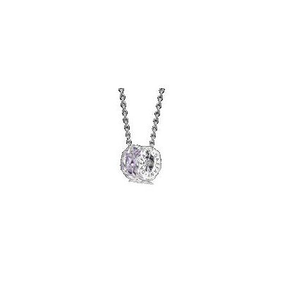 Gnoce Amethyst Paved Romantic Butterfly Drum Pendant Necklace