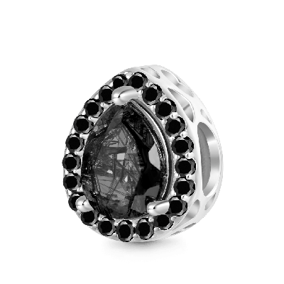 Black Hair Quartz Inlaid Engravable Charm