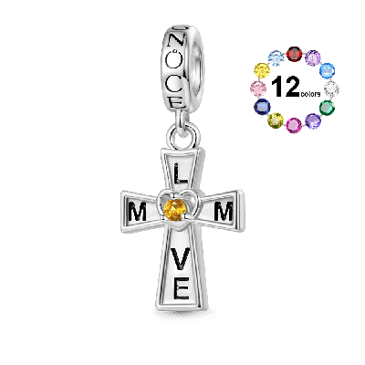 Love Mom Cross Pendant