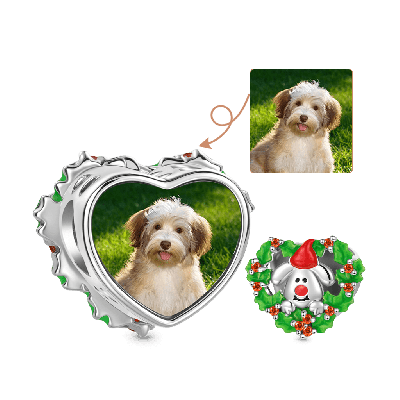 Wreath Puppy Photo Charm